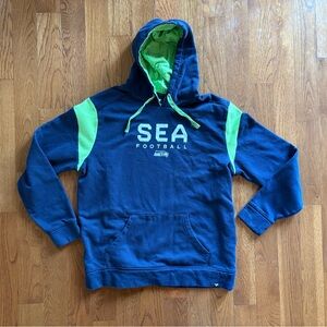 Seattle Seahawks NFL Fanatics Men's Navy Blue and Lime Green Hoodie Size XL